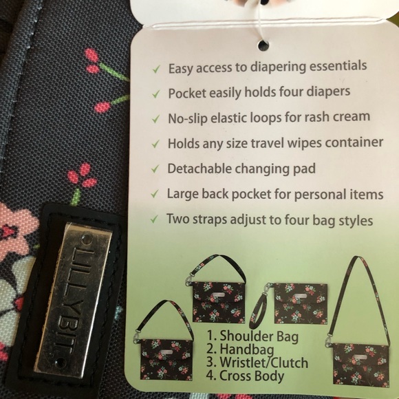 New Lilly Bit Diaper Bag Clutch Convertible Folding Shoulder Strap Changing Pad - Picture 1 of 12